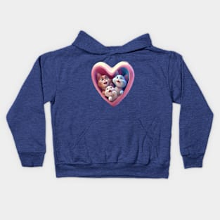 Super cute kittens laughing in a heart shaped frame Kids Hoodie